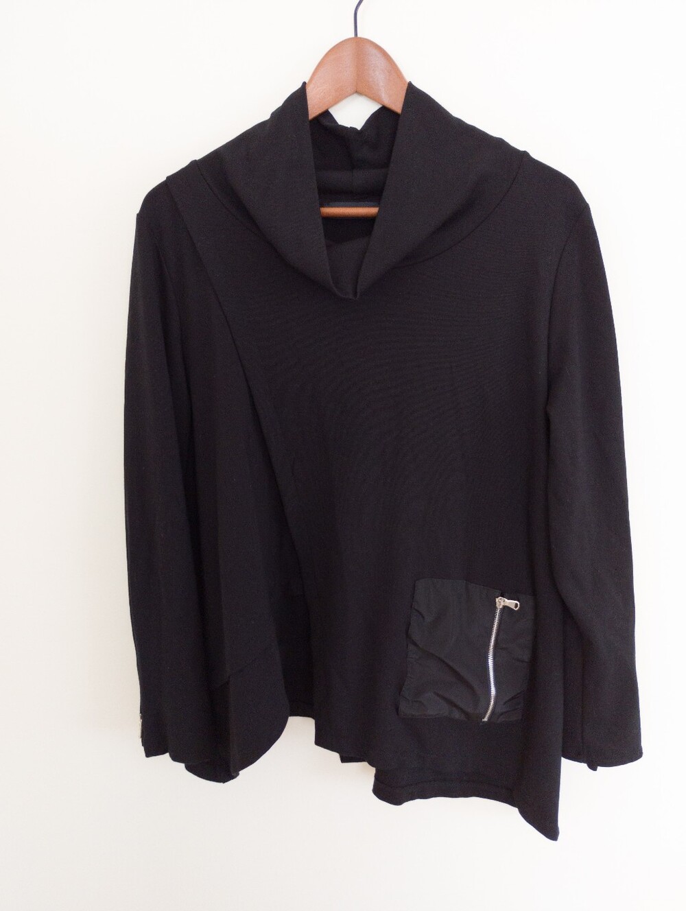 Peruzzi Asymmetrical Cowl Neck Zip Pocket Tunic Size 42